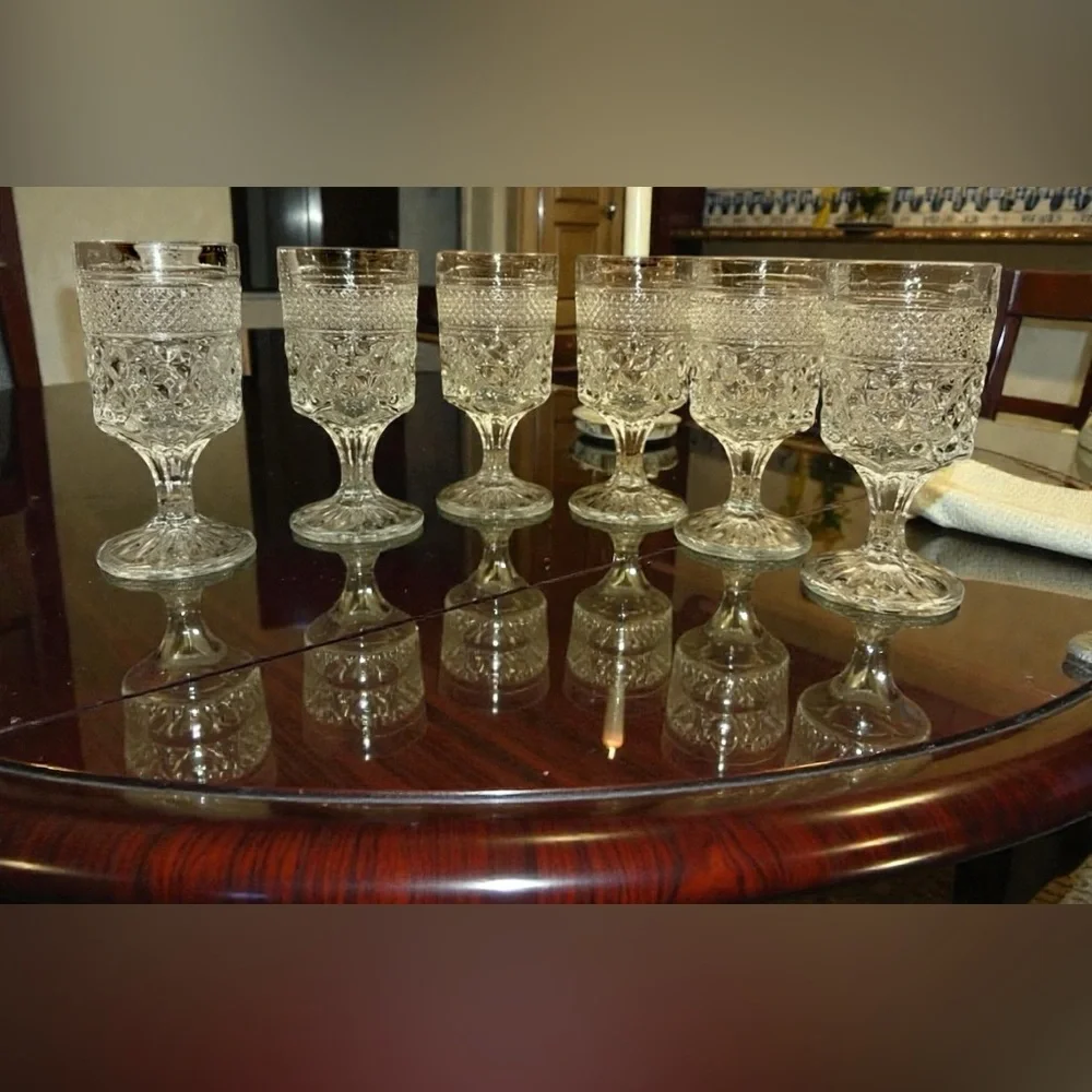 Vintage Anchor Hocking Wexford Water Goblet Glasses 5.25